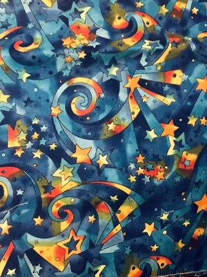 Stars & Swirls Rainbow Bright Colors Giggles Style By Hoffman Fabric BTFQ - Image 1 of 4