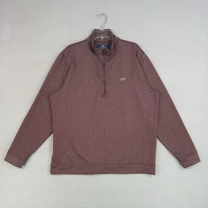 Vineyard Vines Pullover Mens Extra Large Burgundy Herringbone Half Zip Golf Dad - Picture 1 of 13
