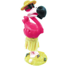 Miniature 4" Hawaiian Hawaii Aloha Dashboard Hula Pink Flamingo Bobble Doll 