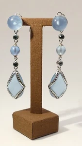 signierte Chandelier Designer Ohrclips Italy clip on earrings Statement cabochon - Bild 1 von 8