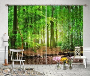 3D Green Forest G2019 Photo Blockout Curtain Fabric Window Honey 2023 - Picture 1 of 7