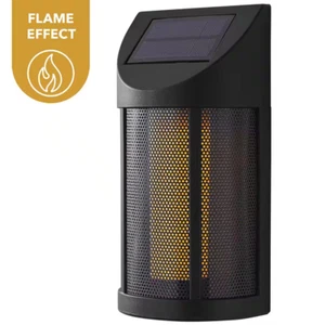 Ambrose Solar 6 Lumens Matte Black Integrated LED Wall Lantern Sconce w/ Flicker - Picture 1 of 7