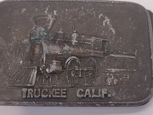 SIERRA RAILROAD LOCOMOTIVE ~ Truckee Calif. Brass BELT BUCKLE VINTAGE 1970'S - Picture 1 of 5