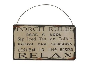 Metal Rustic Porch Rules Sign Wall Art Decor 7.75"H - Picture 1 of 3