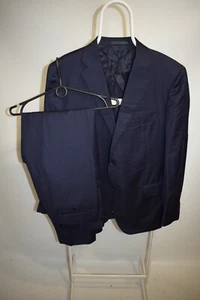 BOGGI MILANO Super 120S' Navy 2-Button Textured Wool Blazer Pants Suits Size 54 - Picture 1 of 23
