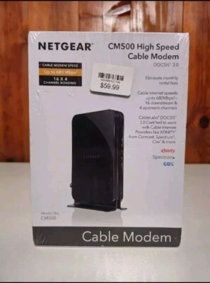 NETGEAR CM500 High Speed Modem DOCSIS 3.0 (CM500100NAS) 680 Mbps, Black - SEALED - Image 1 of 4
