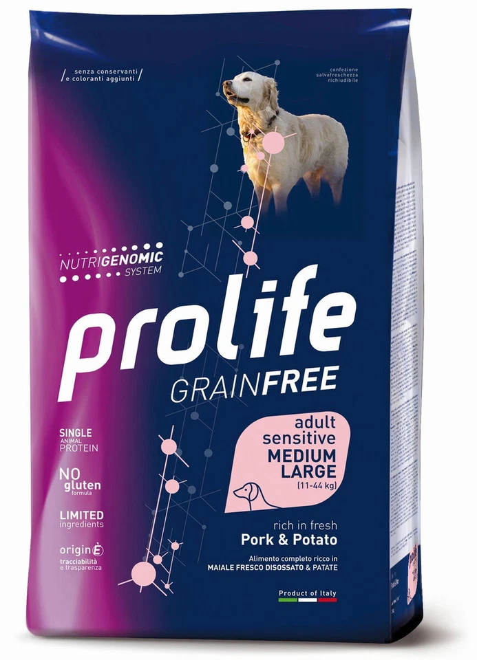Prolife Grain Free Adult Medium/Large Sensitive Pork and Potato 10 Kg - Immagine 1 di 1