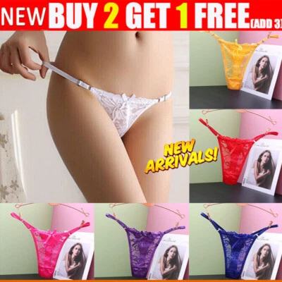 Womens Sexy See Lace Through Briefs G-string Thongs Underwear Panties Knicker