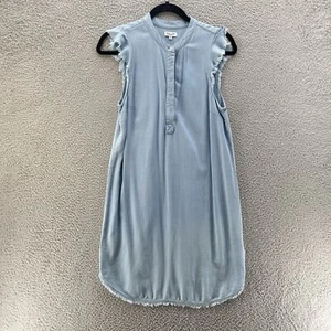 Splendid Crosshatch Dress Women Medium Blue Chambray Light Wash Fringe Rodeo - Picture 1 of 14