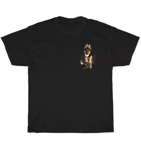 German Shepherd In Pocket Funny Dog Pet Puppy Animal Lover T-Shirt Unisex Gift - Picture 1 of 4