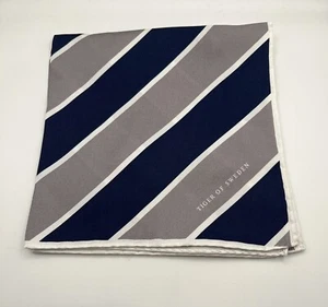 Tasca quadrata Tiger Of Sweden 100% seta nuova senza etichette grigio - blu. (13x13) - Foto 1 di 5