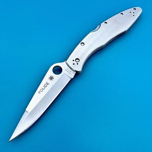Spyderco Police 3 C07P Stainless Steel Handle Plain Edge Folding Knife 4 3/8" - Picture 1 of 9
