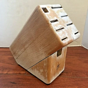 Zwilling J.A. Henkles Twins Knife BLOCK ONLY 9 SLOT Pine Wood READ DETAILS VTG - Picture 1 of 12
