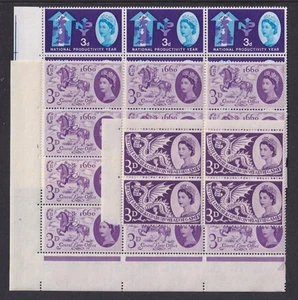 QEII 1958 3d escala corta, 1960 3d melena rota, 1962 3d Kent omitido, variedades. - Imagen 1 de 2