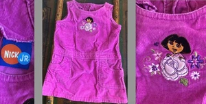 Vintage Y2K Dora The Explorer Nick JR Baumwollkord ärmelloses Kleid pink 24 M EUC - Bild 1 von 8