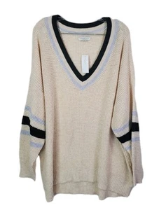 American Eagle Waffle Knit Oversized Lightweight Sweater XXL Jegging Fit V Neck - Picture 1 of 10