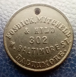 Fosdick, Mitchell & Hild Druggist - Baltimore, MD - Medaille / Münze schwarz Kunststoff - Bild 1 von 2