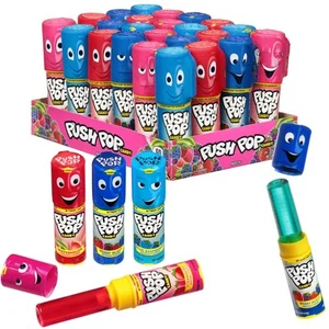 24 Count Push Pop Lollipops Assorted Flavors Strawberry Raspberry Watermelon - Picture 1 of 8