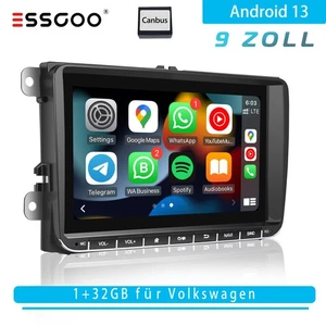 2+64GB Android 13 Autoradio Carplay GPS FM Per VW Golf 5 6 Polo 6R Touran Tiguan - Foto 1 di 16