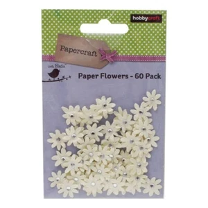 60 Cream Jewelled Florettes Hobbycraft Papercraft New in Pack Free UK Delivery - Imagen 1 de 1