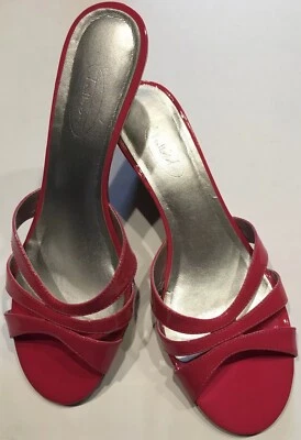 Talbots Wedge Sandals 8 AA Women's Patent Leather Open Toe Slip On Shoes Pink - Image 1 of 4