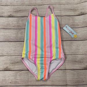 Cat & Jack Girls Size XS Multi Colored Striped One Piece Swimsuit NWT $23 - Picture 1 of 8