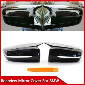 2x Glossy Black Door Wing Mirror Cover Cap For BMW G30 G31 G20 G21 G12 G15 G14 - Picture 1 of 13