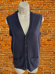 WOMENS GAP UK SMALL S NAVY CASUAL WOOL KNIT SLEEVELESS WAISTCOAT CARDIGAN JUMPER - Picture 1 of 4