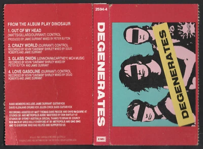 1991 MUSIC AUDIO CASSETTE CASSINGLE TAPE [EP: OUT OF MY HEAD] GROUP: DEGENERATES - Image 1 of 4