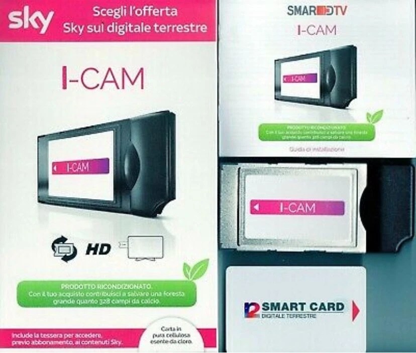 SKY I-CAM HD DDT + TESSERA NON ANCORA ATTIVATA - DIGITALE TERRESTRE - MAI USATO  - Immagine 1 di 4