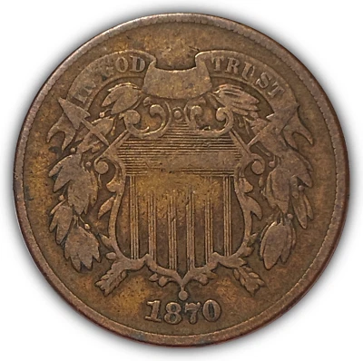 1870 Two Cent Piece Choice Fine F+/VF Coin #23880 - Image 1 of 3