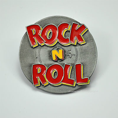 Rock 'n Roll Music Belt Buckle Fibbia Cintura LP Single Design Rockabilly * 189 • 21.90€