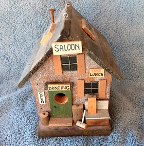M L Studtman Original Bird House SALOON Folk Art Wood Design Deco-RARE - Picture 1 of 5