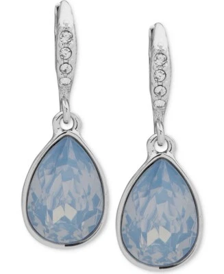 $38 Givenchy silver  tone crystal &  blue  stone medium drop earrings A29 - Image 1 of 4