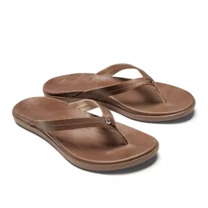Sandalia chanclas de cuero Olukai para mujer bronceada talla 7 - Imagen 1 de 4