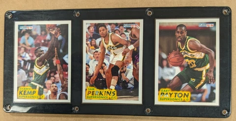 SEATTLE SUPERSONICS 3 CARD PLAQUE SHAWN KEMP SAM PERKINS GARY PAYTON Cover