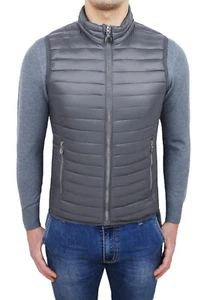 GIUBBOTTO SMANICATO UOMO CASUAL GRIGIO SLIM FIT GILET PIUMINO MOTO JACKET - Imagen 1 de 3