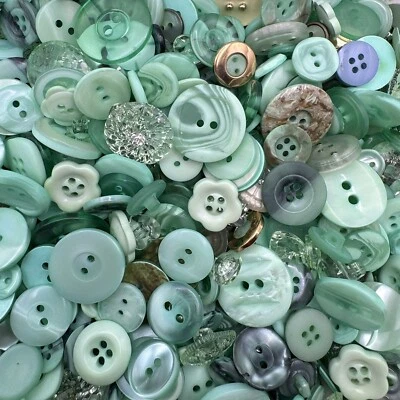 Mixed Lot Dyed Mint/Lt Green Premium Buttons All Sizes For Embellishments - Image 1 of 2