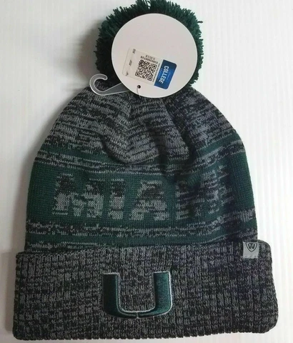 Miami Hurricanes NCAA Tow Sock It 2 Me Knit Hat with Pom One Size Fits Most Cover