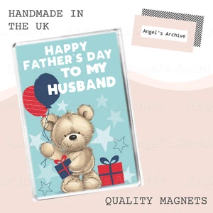 HAPPY FATHERS DAYTO MY HUSBAND✳ CUTE TEDDY DESIGN ✳ LARGE FRIDGE MAGNET ✳ GIFT - Picture 1 of 1
