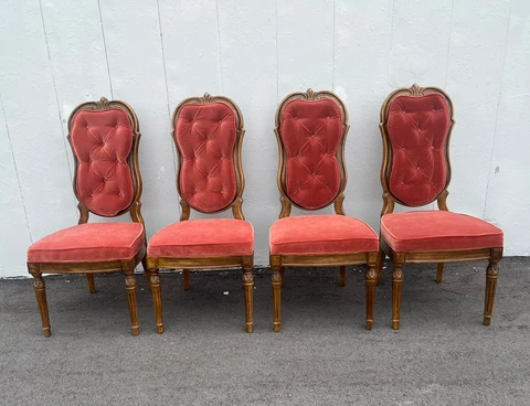 Set Of 4 Vintage Thomasville Tufted Velvet Dining Room Chairs Cover