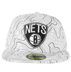 Brooklyn Nets New Era Fitted Hat 59FIFTY Cap – White Black Contour Lines – NBA - Bild 1 von 3