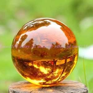 Amber Asian Rare Natural Quartz Magic Crystal Healing Ball Sphere 80mm + Stand - Picture 1 of 12