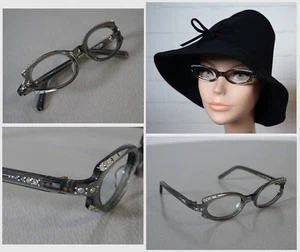 Frame France Swank Oval Grau Brille Lesebrille Rockabilly Ära Vintage 50er Jahre - Picture 1 of 11