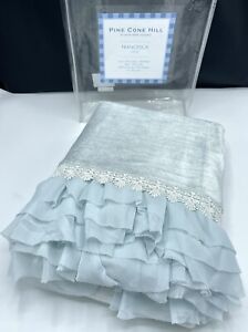 Pine Cone Hill $252 Sky Francesca Velvet Handmade Throw Blanket 40x90” NEW