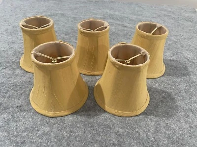 Lámpara Aplique Lámpara Pantallas Clip-On Redondo 5"x5"x3" Vara de Oro Amarillo Juego de 5 Foto 1 de 4