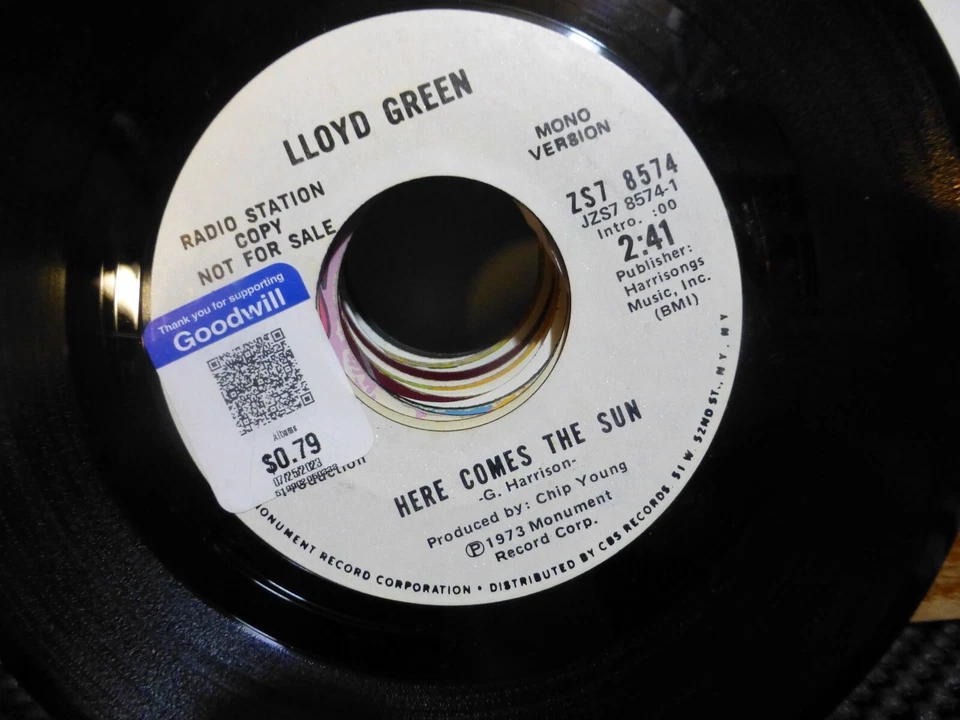 LLOYD GREEN HERE COMES THE SUN & SAME SONG  MONO STEREO VERSIONS  VG++  45 - Image 1 of 1