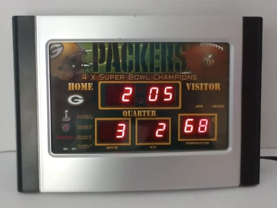 RELÓGIO DE MESA PLACAR GREEN BAY PACKERS 4X SUPER BOWL CHAMPIONS - Alarme digital - Imagem 1 de 4