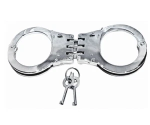 Handschellen mit Gelenk Polizei US Police Handcuffs Army Qualität Edelstahl NEU  - Bild 1 von 3