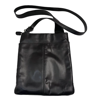 Сумка через плечо Radley London средняя тонкая черная кожа коричневый регулируемый ремень - Изображение 1 из 4